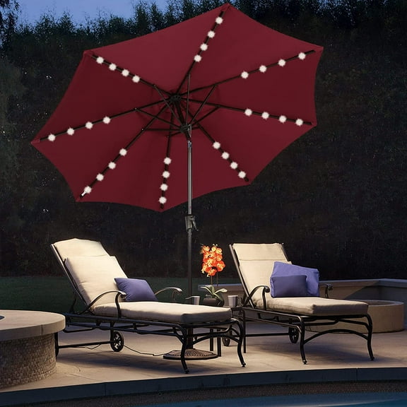 Solar Patio Umbrella with 32 LED Lights