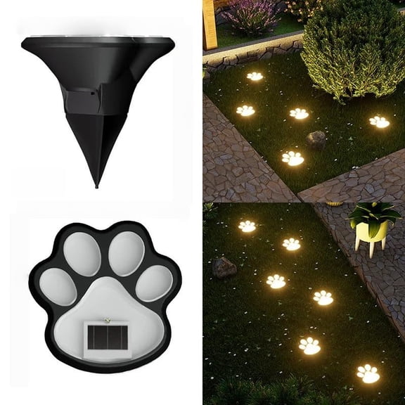 Solar Paw Print Garden Lights, Solar Pathway Lights Outdoor, Lawn Patio Pathway Decorative Lights, Waterproof Rugged Shatterproof Auto On/Off for Landscape Garden Yard Walkway Driveway (1PCS)