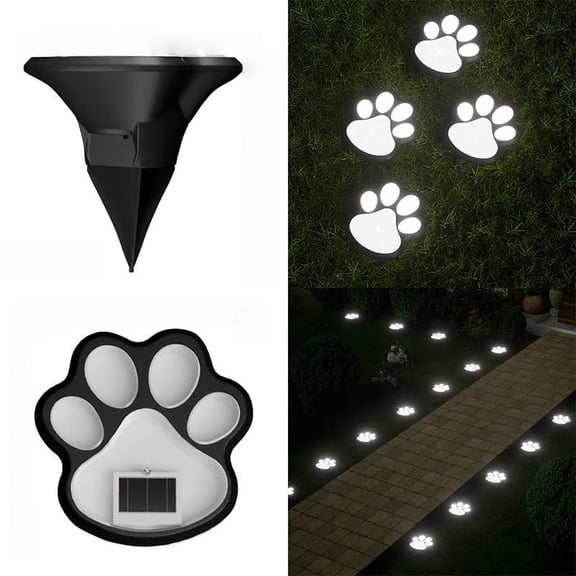 Solar Paw Print Garden Lights, Solar Pathway Lights Outdoor, Lawn Patio Pathway Decorative Lights, Waterproof Rugged Shatterproof Auto On/Off for Landscape Garden Yard Walkway Driveway (1PCS)