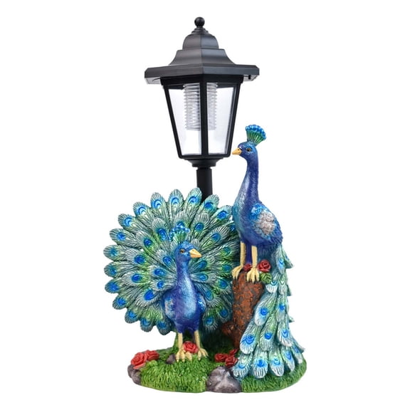 Solar Peacock Planter Resin Sculpture Light, Waterproof Outdoor Yard LED Ornament, Peacock Statue Night Lamp for Homestay Lawn Patio Backyard Decor