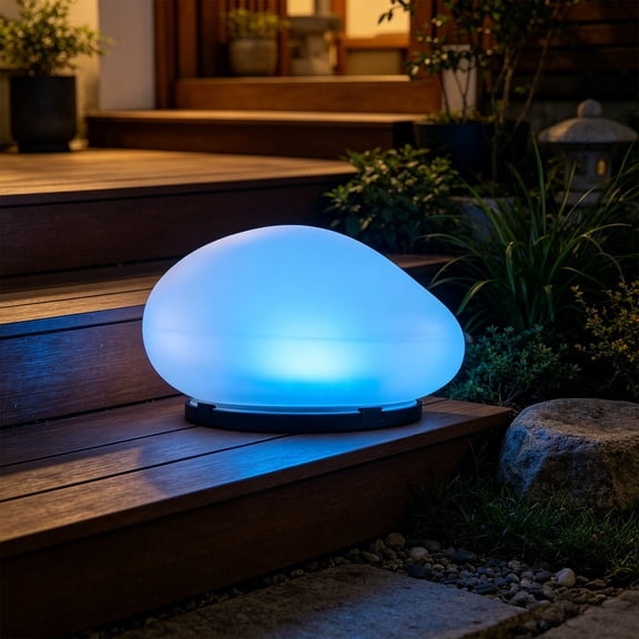 Solar Pebble Light Outdoor-Waterproof LED Glow Pebbles for Garden, Pathway&Landscape Decor-Natural Rock Shape Solar Ground Lights with Auto On/Off for Yard, Walkway(5.71*3.35 in)Color light