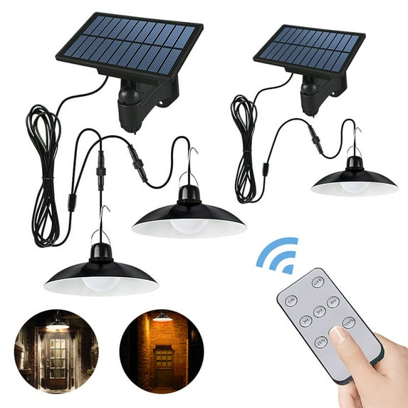Solar Pendant Light IP65 Waterproof LED Solar Powered Lamp with Remote Control Chandelier Camping Outdoor Garden Hanging Lights