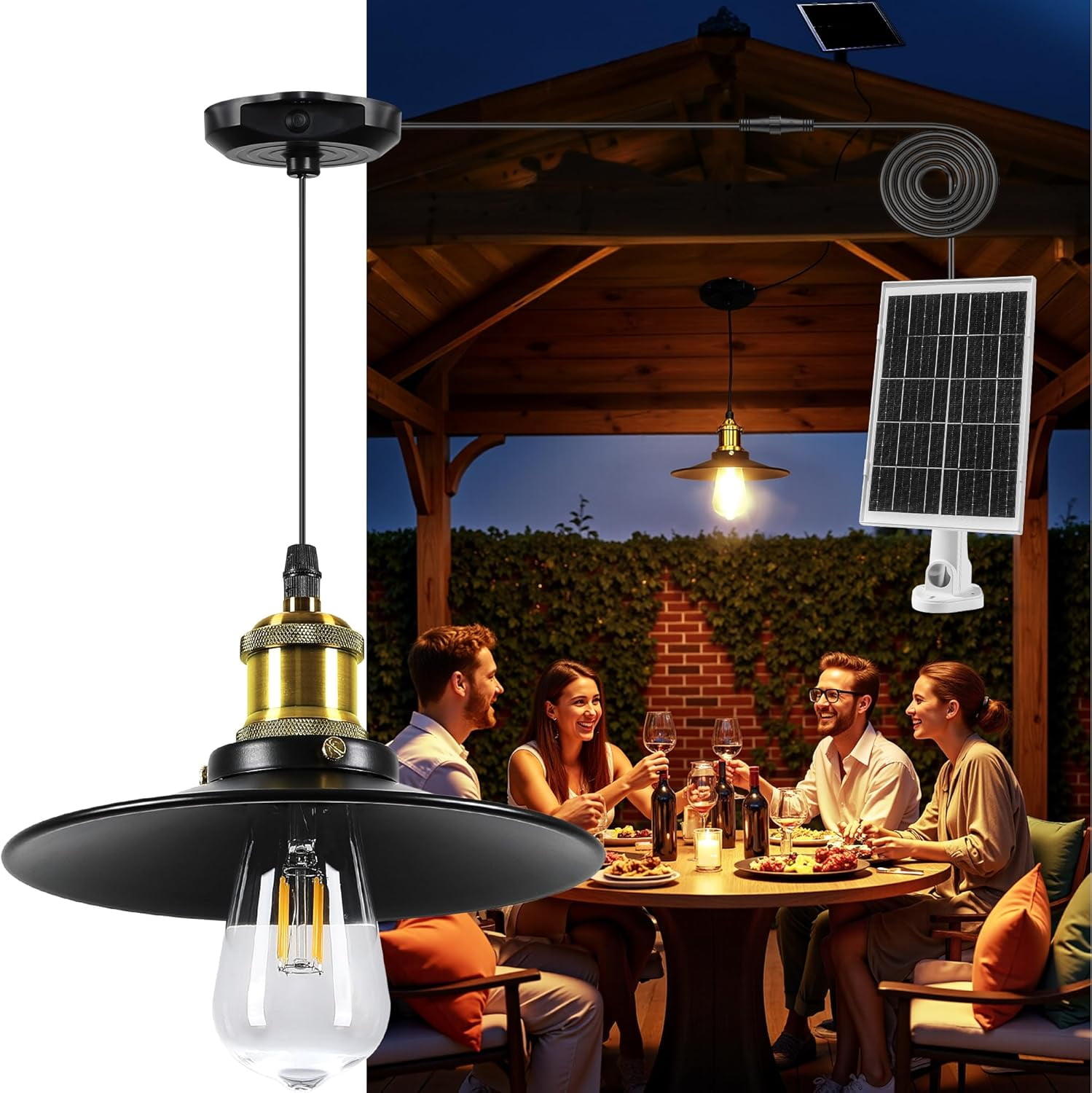 AVAERY Outdoor Chandelier Lights Waterproof, Battery Operated Pendant Lights For Gazebo