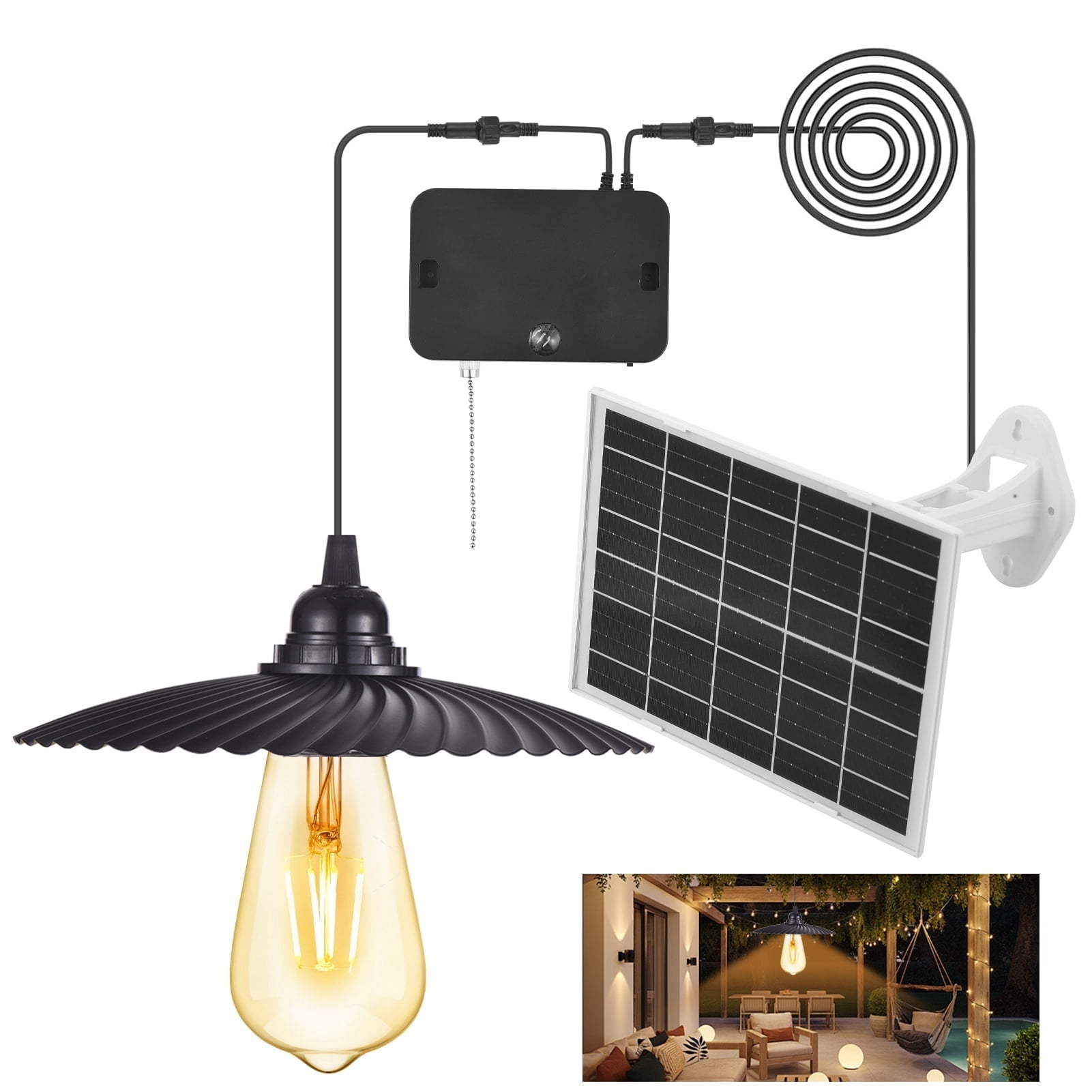 Solar Pendant Light Indoor Outdoor, Solar Shed Light Waterproof Metal ...