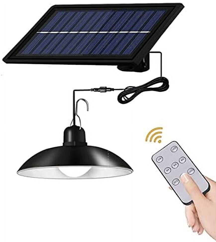 Solar Pendant Lights Indoor IP65 Waterproof Lamp with 9.84FT/3M Cord for Chicken Coops, Patio, Corridor Outdoor Shed Barn Gazebo with Remote Control (Single head,White)