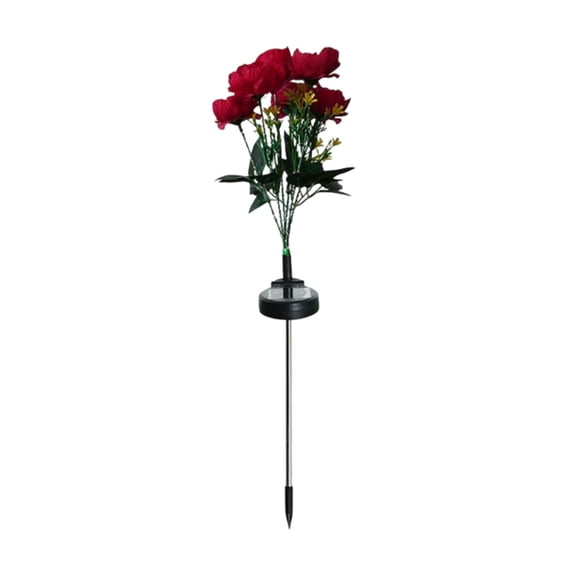 Solar Peony Flower Light, Red Silk Peony Simulation Lamp with Waterproof Design for Garden and Patio Ambiance