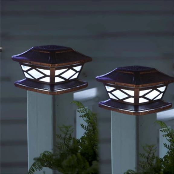 Solar Pillar Light Outdoor Post Cap Lamp - Solar Powered Column Light for Fence Gate Wall Garden Courtyard - ABS Plastic Decorative Landscape Lighting with Light Control - 1 Pack
