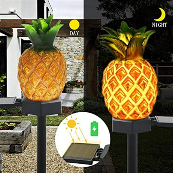 Solar Pineapple Garden Light Outdoor LED Stake Lamp Waterproof Decorative Pathway Lighting for Yard Patio Lawn Garden