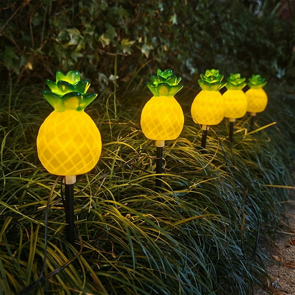 Solar Pineapple String Light, 1 to 5 LED Ground Stake Lamp for Garden Terrace Festival Party Decor, Solar Pineapple String Light Waterproof with 8 Lighting Modes, Automatic Night Illumination Gift