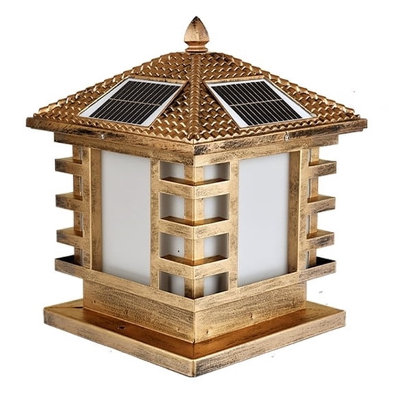 Solar Pole Headlight Outdoor, LED Solar Torch Light Gate Pole Light Fence Courtyard Wall Light Automatically Turn On When It Is Dark ,Saving Energy