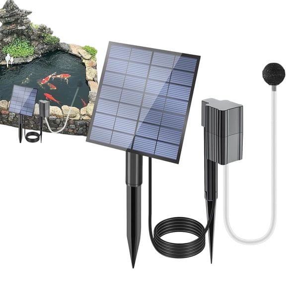 Solar Pond Aerator, 2.5W Quiet Oxygen Diffuser with Air Stone, Solar Powered Air Pump Kit for Fish Ponds, Bird Baths & Water Features