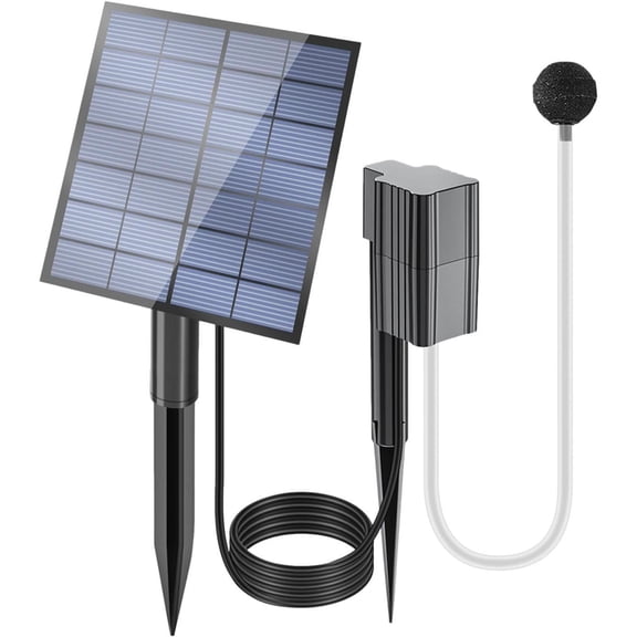 Solar Pond Aerator 2.5W Quiet Portable Small Oxygen Diffuser | Solar Powered Pump for Outdoor Garden Patio Backyard Deck Pool Birds Fish Flower Planter Home