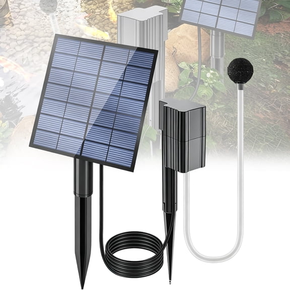 Solar Pond Aerator 2.5W Quiet Portable Small Oxygen Diffuser | Solar Powered Pump for Outdoor Garden Patio Backyard Deck Pool Birds Fish Flower Planter Home