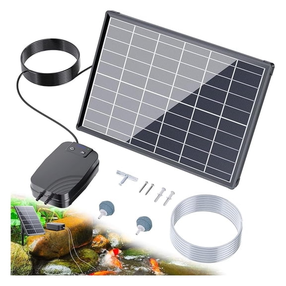 Solar Pond Aerator 8W, 4400mAh Battery Backup Air Pump for Pond, Outdoor Fish Pond Oxygenator - 3 Modes, Large Solar Aerator for Small Ponds