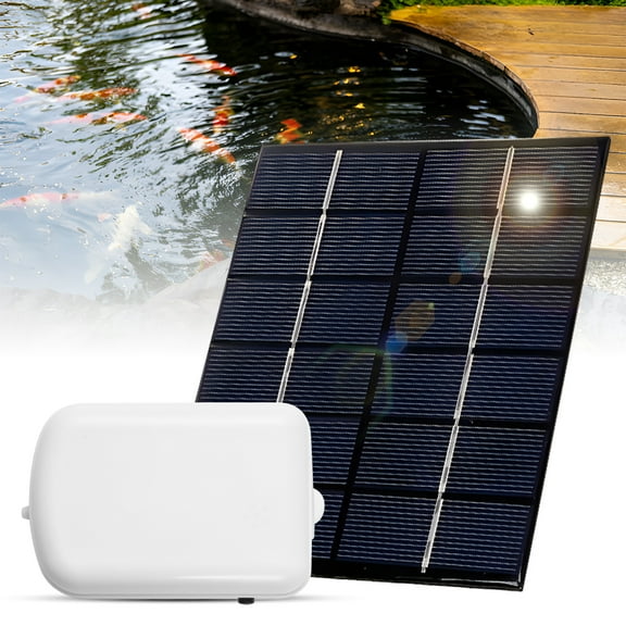 Solar Pond Aerator with Air Pump 2000mA Backup Battery Aquarium Oxygen Aerator Air Pump with Pipe Air Bubble Stones for Garden Fish Tank Pool Pond Landscape Decoration