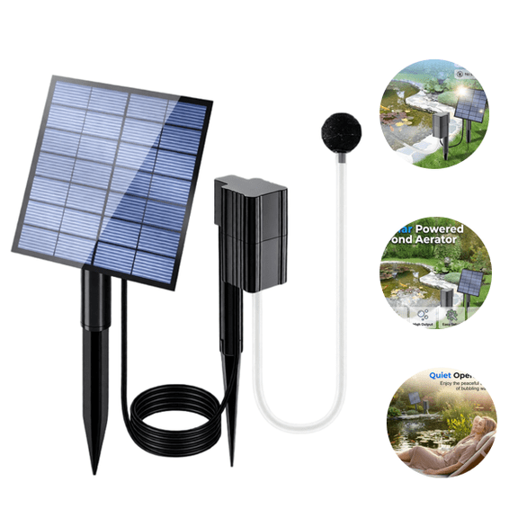 Solar Pond Aerator with Air Pump - 2026 NEW Solar Pond Aerator, Solar Powered, Efficient Oxygen Aeration, 3-Step Quick Installation, Solar Aerator for Pond, Stock Tank,Aquarium Hydroponics 1 pcs