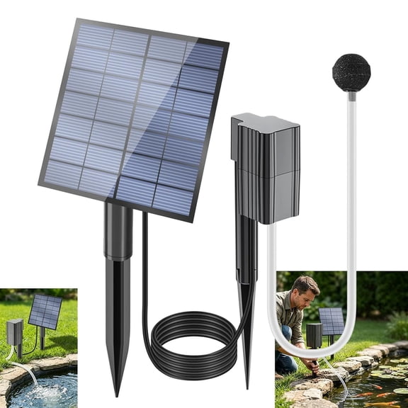 Solar Pond Aerator with Air Pump Solar-Powered Aeration System for Oxygenation Quiet Operation Weatherproof Design Ideal for Outdoor Ponds Fish Tanks Garden Pools 12W Panel Included