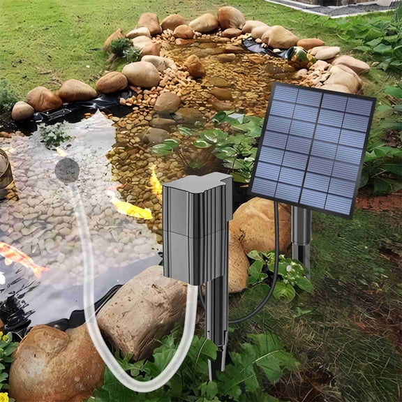 Solar Pond Aerator, Solar Air Pump for Fish Pond with Air Stone, Oxygen Aerator for Pond Fish Tank Garden, Portable Solar Powered Air Pump for Outdoor Fishing Emergency Backup