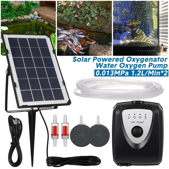 Solar Pond Aerator with Air Pump,Outdoor, Solar Pump with Bubble for Small Fish Pond, Stock Tank, Aquarium Hydroponics