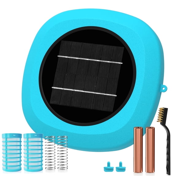 Solar Pool Cleaner & Floating Water Purifier | Copper for Pool 35,000 Gallons | Large Solar Panel & 2 Sets of Fittings | 85% Less Chlorine | Fits Fresh, Salt Water, Inground Pool & Above Ground Pond