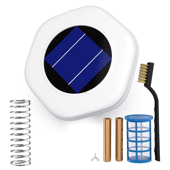 IVY&LANE Solar Pool Cleaner, Floating Water Cleaner and Purifier, Copper for Pool 35,000 Gallons, Large Solar Panel & 2 Sets of Fittings, Floating Water Cleaner for Above Ground Pool & Inground Pool