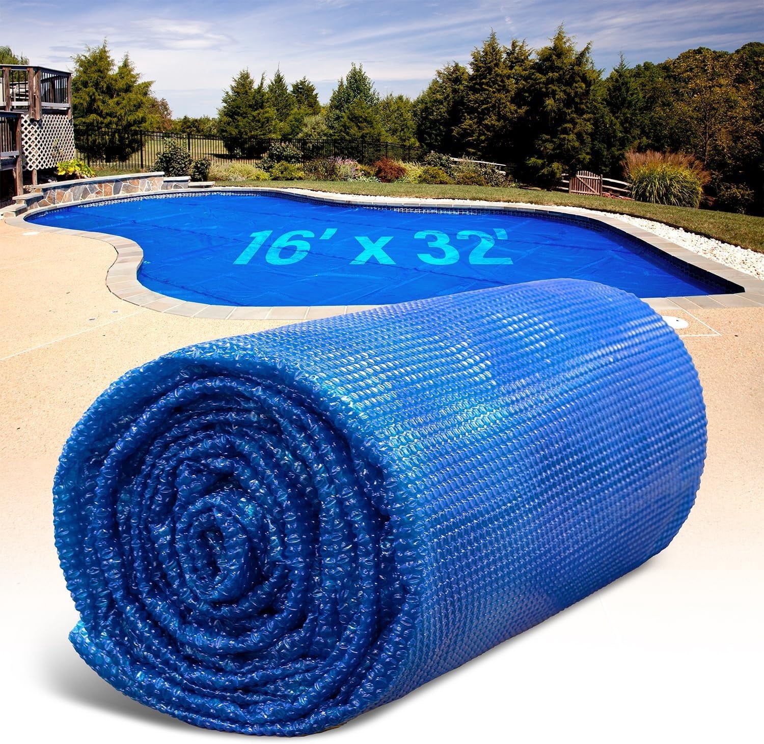 Shop Square 16' x 32' Rectangle Solar Pool Cover, 12 Mil, Blue, for Inground Pools & Above Ground Pools