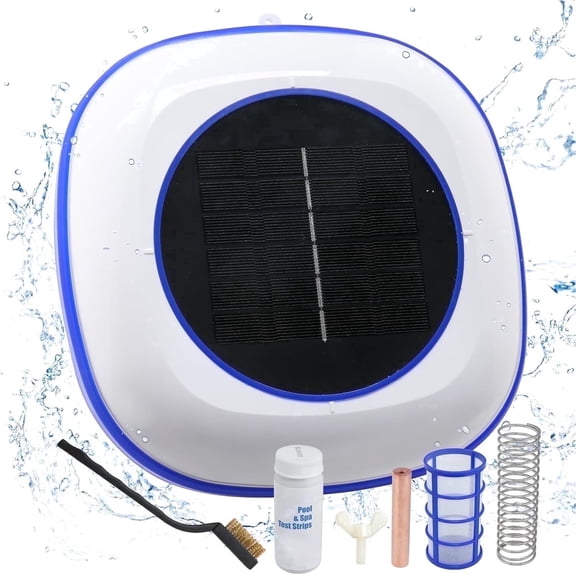 Solar Pool Ionizer,Floating Water Cleaner,Water Purifier Ionizer Purify up to 45,000 Gal of Water,85% Less Chlorine,Keeps Pool Crystal,Solar Pool Cleaner for Above Ground,In-Ground Pools(Blue)