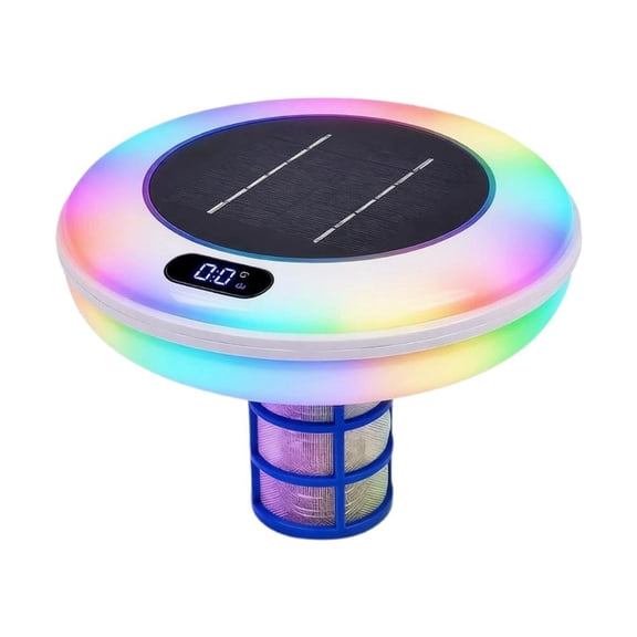 Solar Pool Ionizer with 7-Color Floating LED Light, Above Ground Pool Water Cleaner