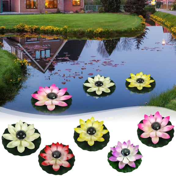 Solar Pool Light, Solar Garden Decorations, Solar Lights Outdoor Garden, Lotus Flower Decor, 11X3 Inch 1Pc Waterproof Red Floating Led Light, Powered by Direct Solar Energy, Ideal