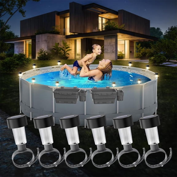Solar Pool Lights, 6 Pack Floating Waterproof LED String Fairy Lights Rope for Outdoor Patio Garden Fence, 6-Hour Runtime