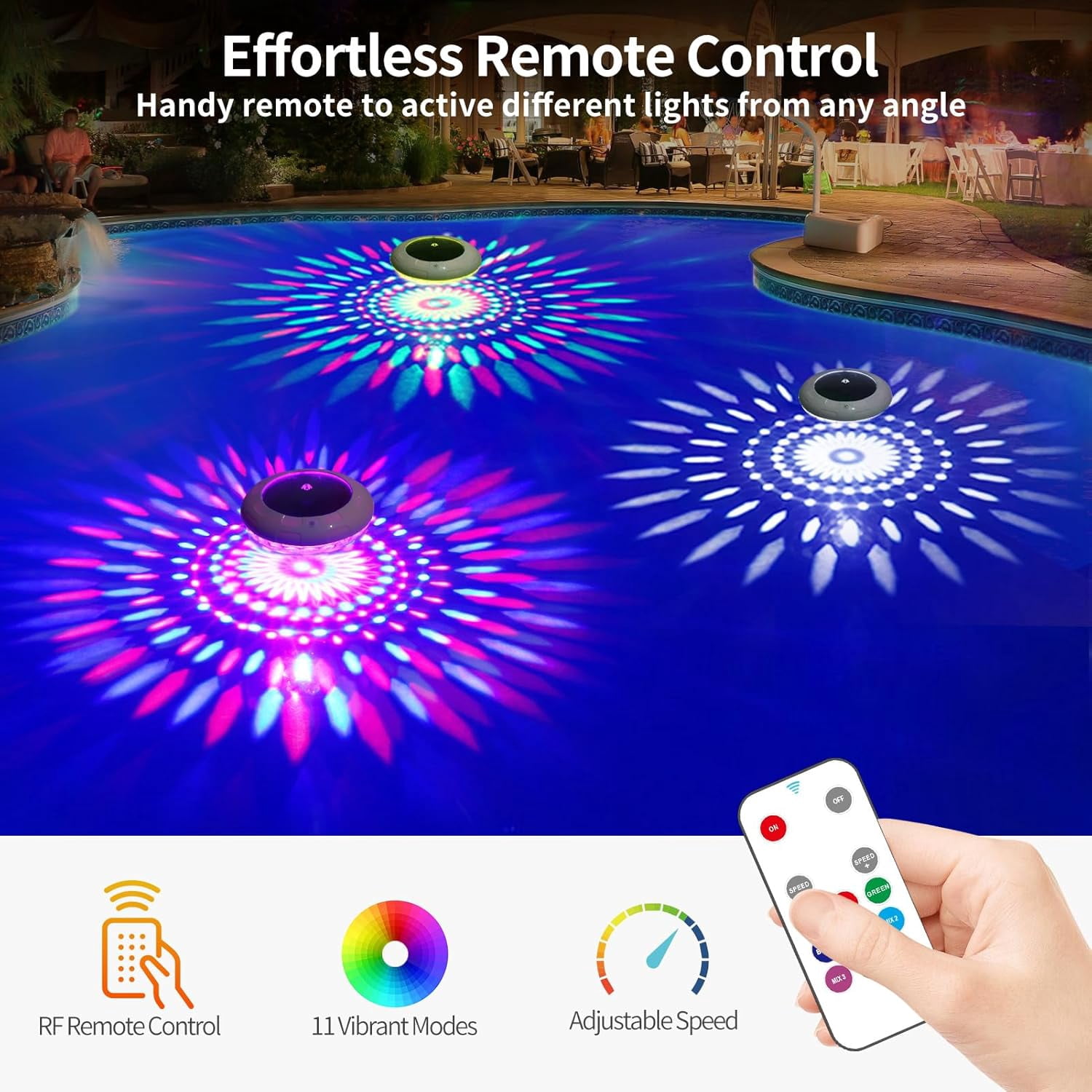 Floating Solar Pool Lights with Dynamic Lighting Effects and Remote ...