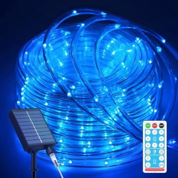 Solar Pool Lights for Above Ground, 66FT 200LED 1800mAh Solar Rope Lights Outdoor, IP67 Waterproof Blue String Light with Remote, 8 Modes & Timing, Pool Garden Patio Fence Walkway Christmas
