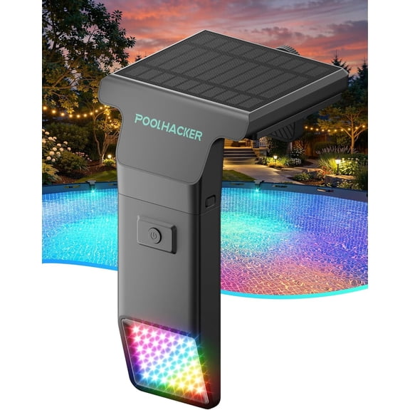 Solar Pool Lights for Inground & Above Ground Pool, 10-Color 4-Mode LED Lights, Underwater Swimming with Timer, Submersible Remote, Waterproof Design (Black, 1 Pack)