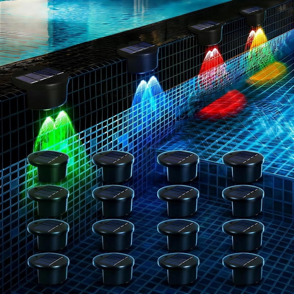 Solar Pool Lights, Pool Lights for Above Ground Pools, Pool Lights Solar Powered with 5 Color Mode, Swimming Pool Accessories for Inground for Fence, Deck, Wall, Backyard Family Night Decor
