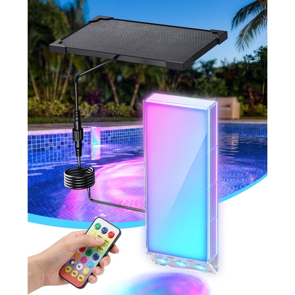 Solar Pool Lights with Remote Control,38 LEDs,30+ Modes, Timer,IP68 Waterproof Pool Accessories for Above Ground Inground Pool Pond Bathtub