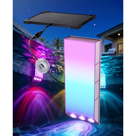 Solar Pool Lights with Remote Control,38 LEDs,30+ Modes, Timer,IP68 Waterproof Pool Accessories for Above Ground Inground Pool Pond Bathtub