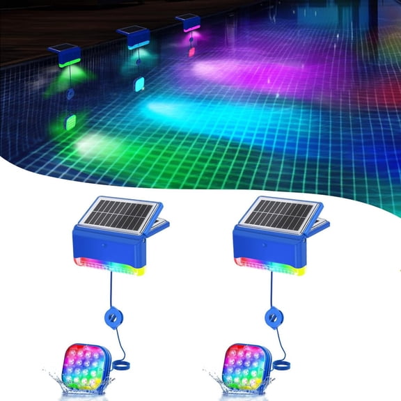 Solar Pool Lights, Solar Powered Submersible LED Lights with Remote IP68 Waterproof Swimming Pool Lights 16 Colors Underwater Pool Lights for Above Ground Inground Pool, Pond