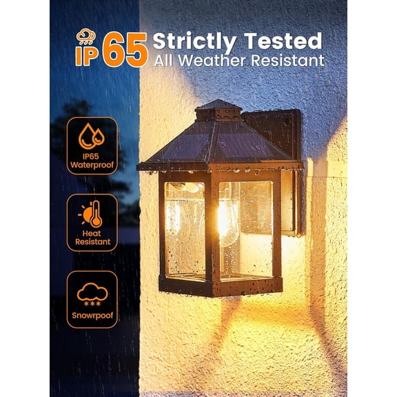 Solar Porch Lights Outdoor,2 Pack Motion Sensor Solar Wall Lights with 3 Lighting Modes,IP65 Waterproof 3000K Wall Sconce for Front Door Garage Shed Barn  Decorative
