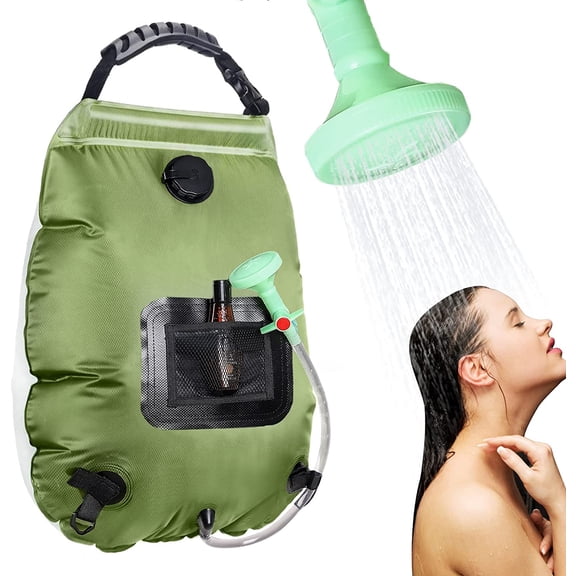 Solar Portable Shower Bag, 5 Gal/20L Solar Heating Camping Shower Bag with Removable Hose&On-Off Switchable Shower Head, Compact Camping Shower for Camping, Hiking, Traveling, Beach Swimming