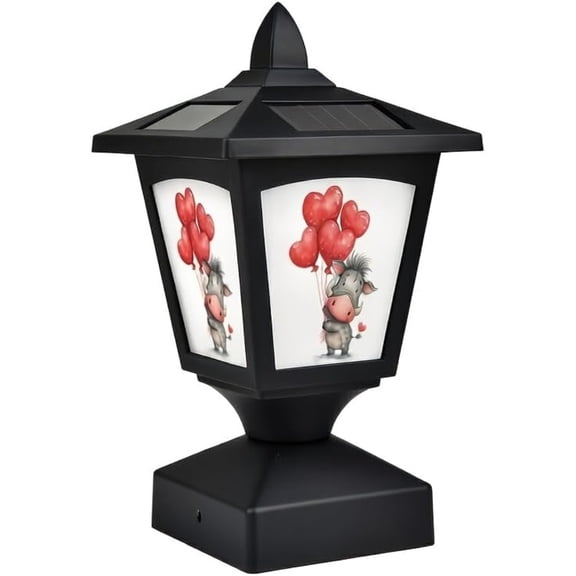 Solar Post Cap Light Outdoor, Fits 4x4 5x5 6x6 Wood Posts, Waterproof LED Fence Post Light for Deck Patio Garden Yard Decoration, Removable Design Panel (Black, 1 Pack) (Heart2)
