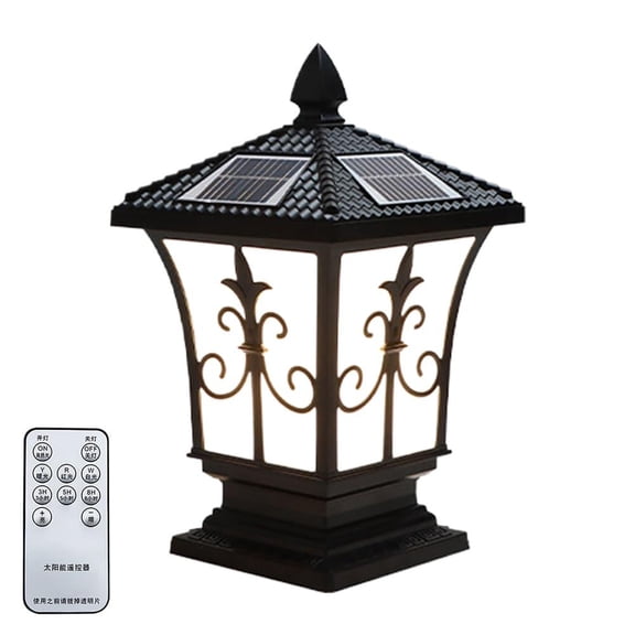 Solar Post Cap Light Outdoor, IP66 Solar Pillar Light with Remote Control, 4 Color Modes Fence Post Light for Gate Column, Courtyard, Garden, Villa, Patio and Yard Decor