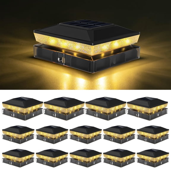 Solar Post Cap Lights with 2 Color Modes|Warm & Cool White|Dusk to Dawn Auto Sensor|Waterproof for 4x4 & 3.5x3.5 Wood & Vinyl Posts|Outdoor Deck, Fence, Patio Lights