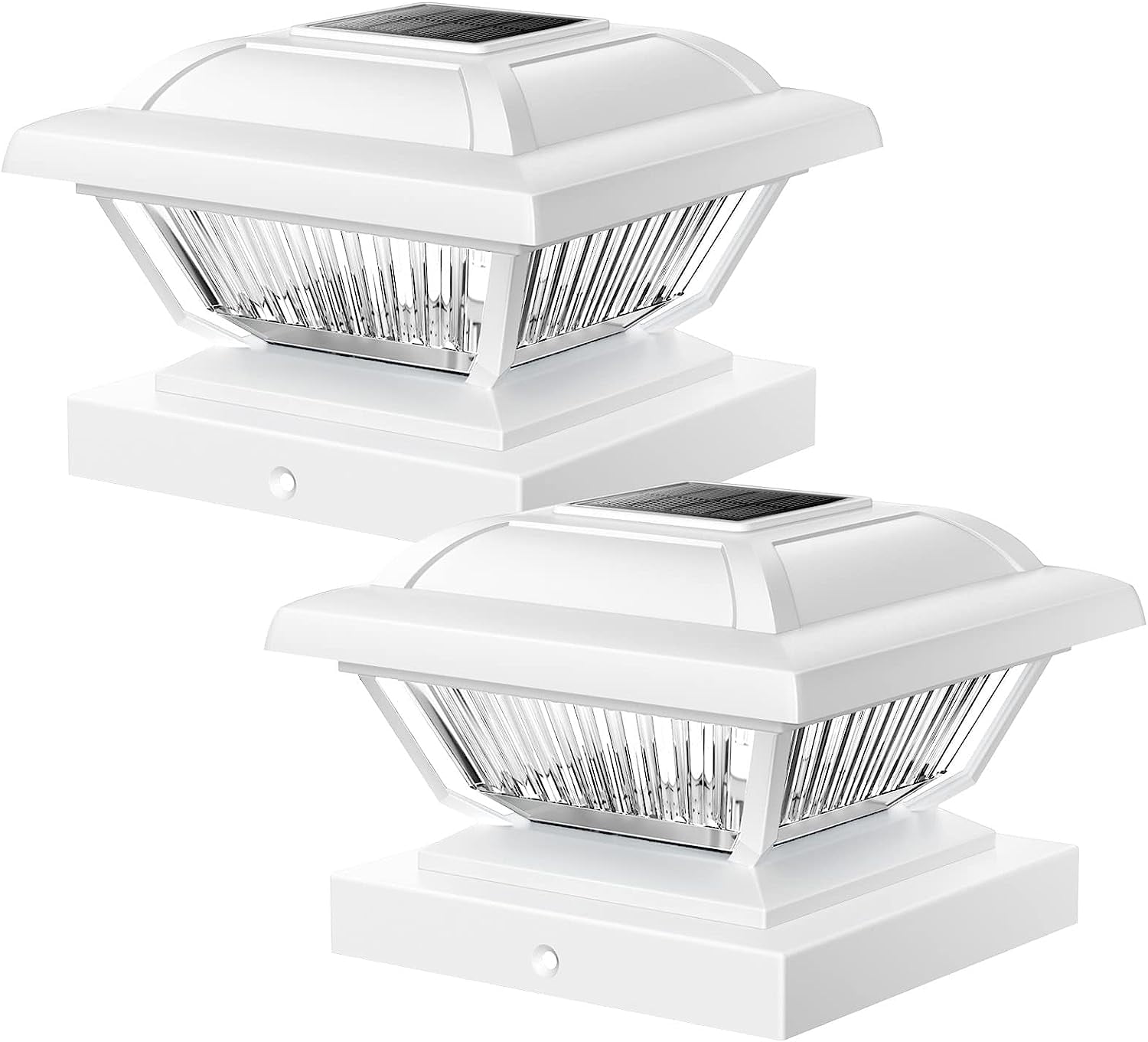 Solar Post Cap Lights Outdoor - 2 Pack 2 Modes Solar Deck Fence Lights, IP65 Waterproof Solar Powered Light Posts White