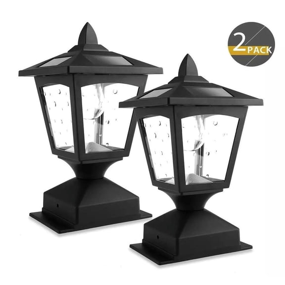 Kanstar Solar LED Post Cap Lights for 4x4 Posts, Dusk to Dawn, Waterproof Rust Proof, Black, Warm White, 2 pack