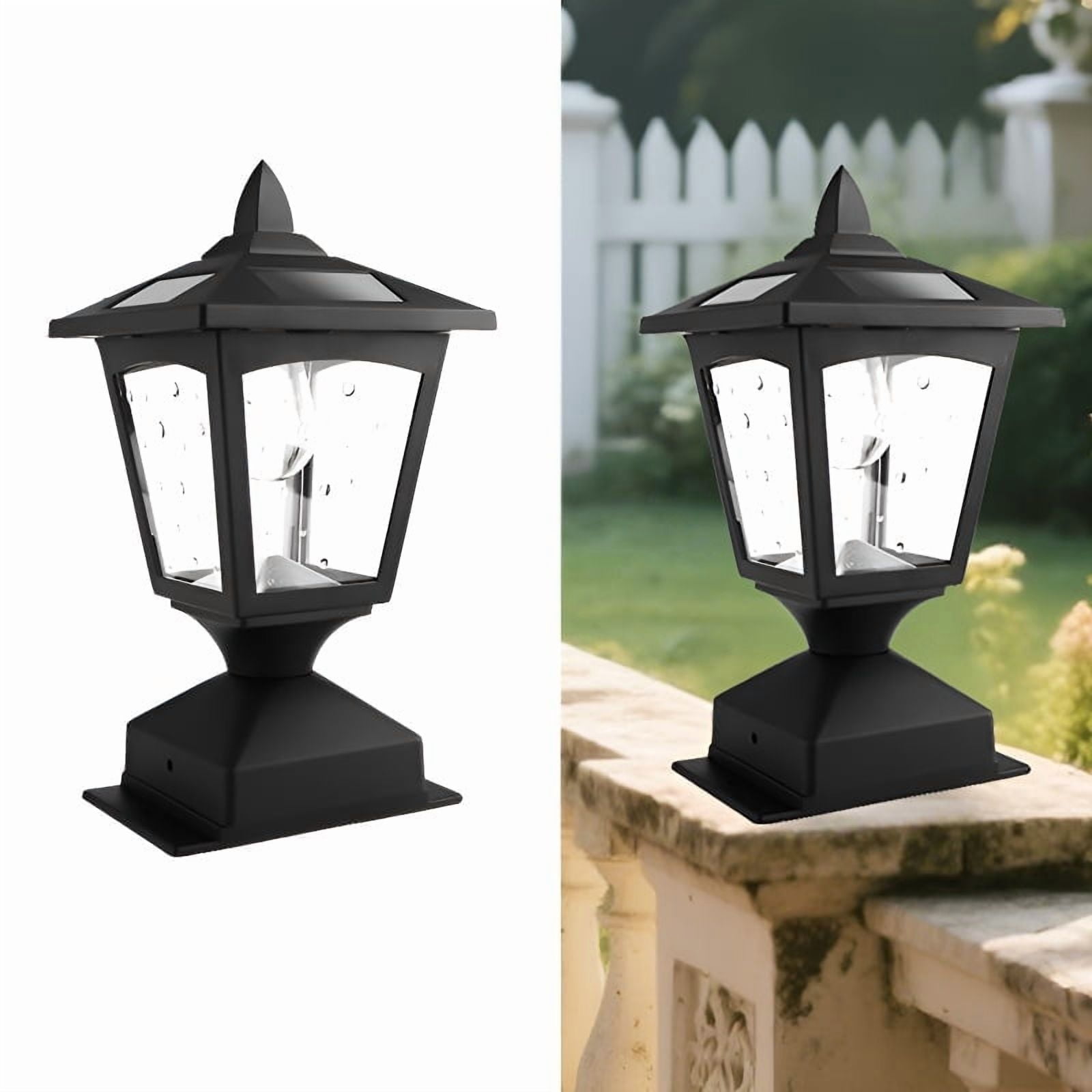 APONUO 4x4 Post Solar Lights,Solar Post Cap Lights War White Outdoor Waterproof Garden Patio
