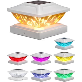 Solar Post Cap Lights,8Pack Fence Deck Cap Solar Powered Lights RGB with Two Modes,Fit for 4x4 5x5 Post with 3 Bases,Ip64 Waterproof Outdoor for Fence Deck Mailbox Stairway White