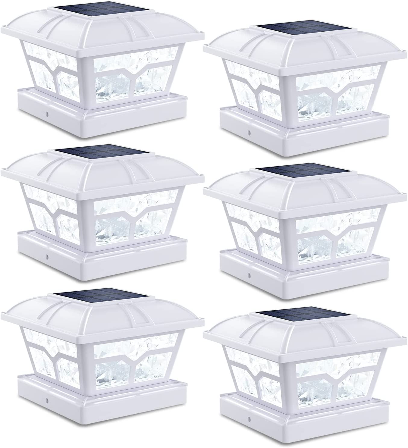 Solar Post Cap Lights Outdoor 2 Color Modes 8 LEDs for 4x4 5x5 6x6