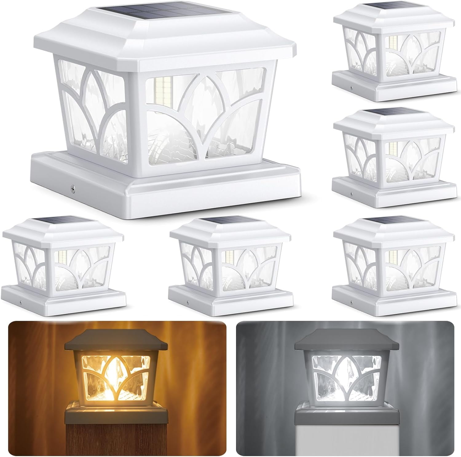 Solar Post Cap Lights Outdoor 4 Modes 40 LEDs Aluminum Glass Fence Post