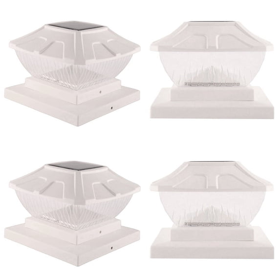 Solar Post Cap Lights Outdoor - 4 Pack 2 Modes Solar Deck Fence Lights, IP65 Waterproof Solar Powered Light Posts White