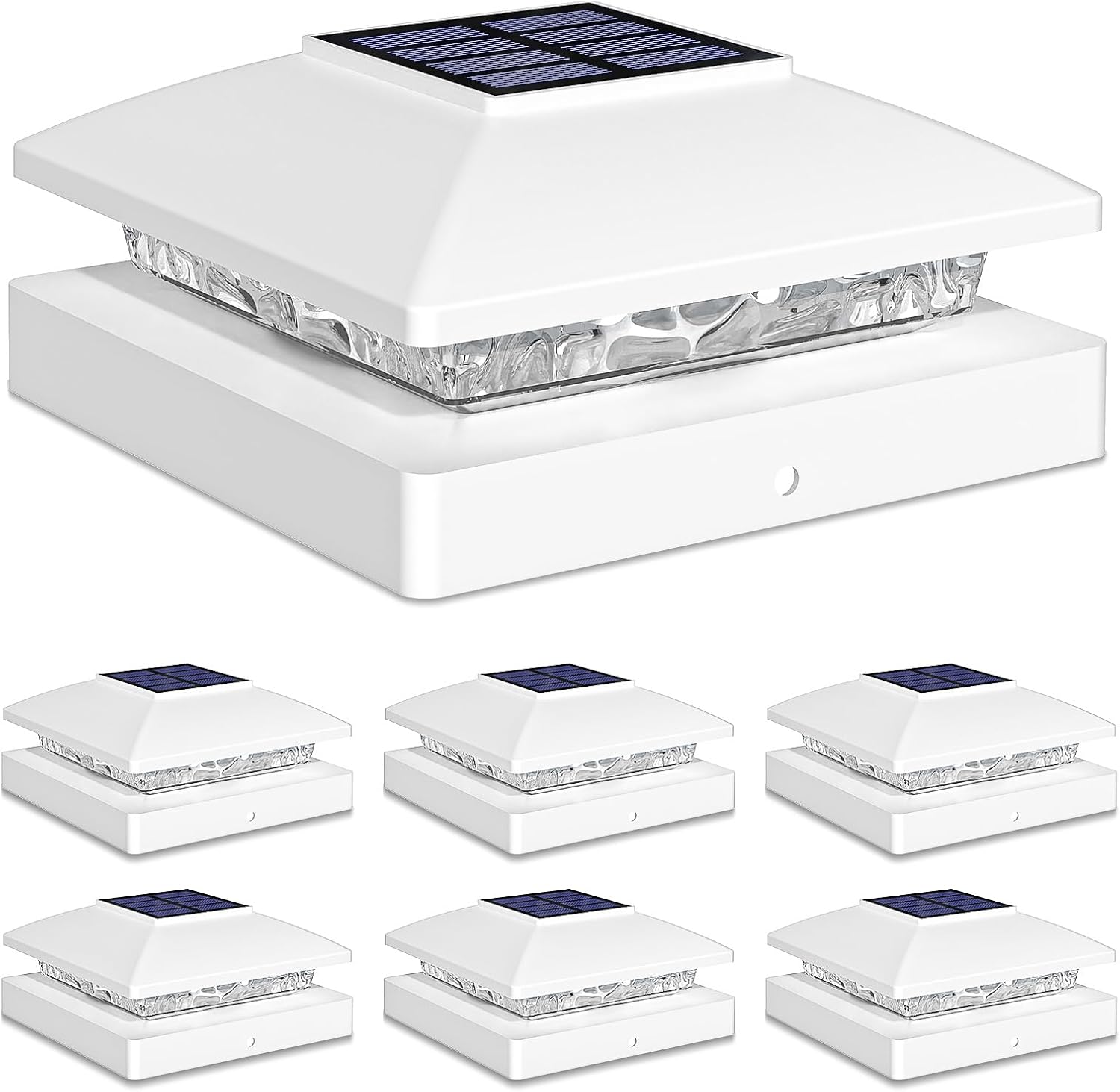 Solar Post Cap Lights Outdoor 6pack, White Waterproof Solar Powered